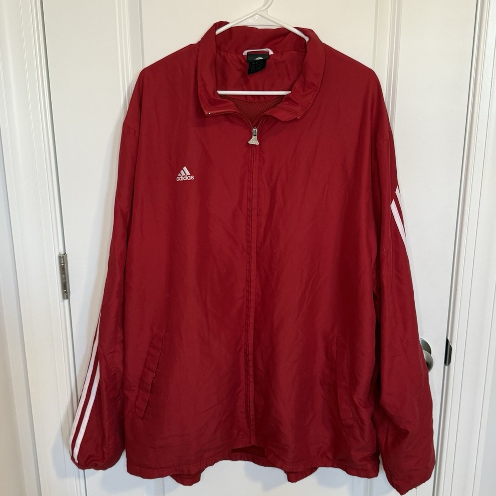 Adidas Vintage Mens Track Top Jacket Coat Size XXL 2XL 00's Y2K Red